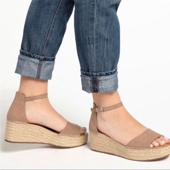Kelly & Katie Faydrena Espadrille Wedge Sandal Open Toe Ankle Strap 7 - Picture 1 of 8